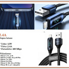 USB A - Lightning data/latauskaapeli digitaalinäyttö/1 metri - pikkukuva 1