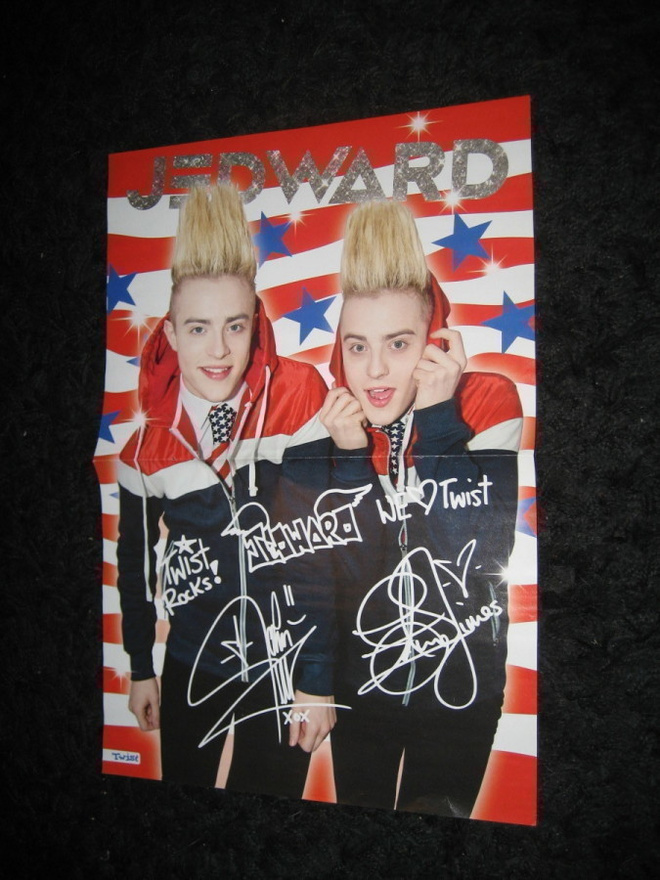 Jedward juliste ja Sandra Kim keräilykortti 