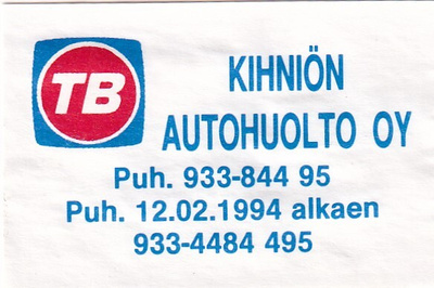 Kihniö, Autohuolto Oy  , TB     s14/3
