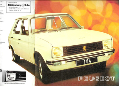 1975 Peugeot 104 esite - 8 sivua - KUIN UUSI