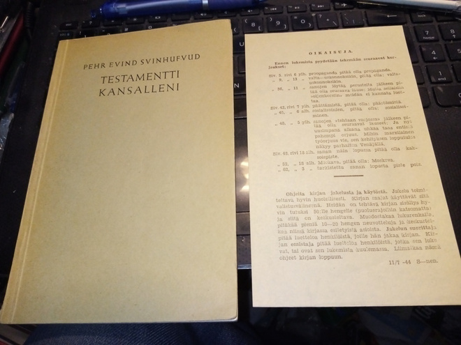PEHR EVIND SVINHUFVUD  : TESTAMENTTI KANSALLENI
