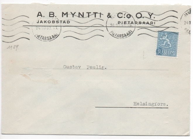 Pietarsaari firmakuori 1959 A.B. Myntti & Co. OY
