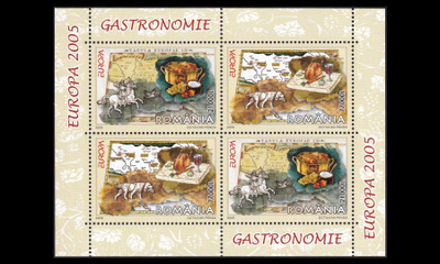 Romania 5935-6BL355_I ** Europa gastronomia (2005)