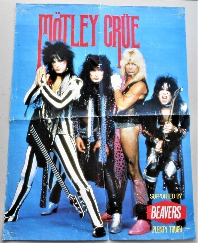 Mötley Crue - Beavers -mainosjuliste 80 -luvulta!