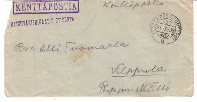 VANHA Kuori Kenttäposti Ratsuväkiprikaati Esikunta 1939