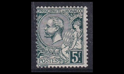 Monaco 50 * Prinssi Albert I 5 Fr tummanvihreä (1921)
