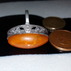 Vintage desing Venäläinen Hopea Meripihka sormus Amber 875 - pikkukuva 3