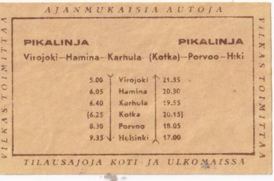 Pikalinja, Vilkas toimittaa .  s39