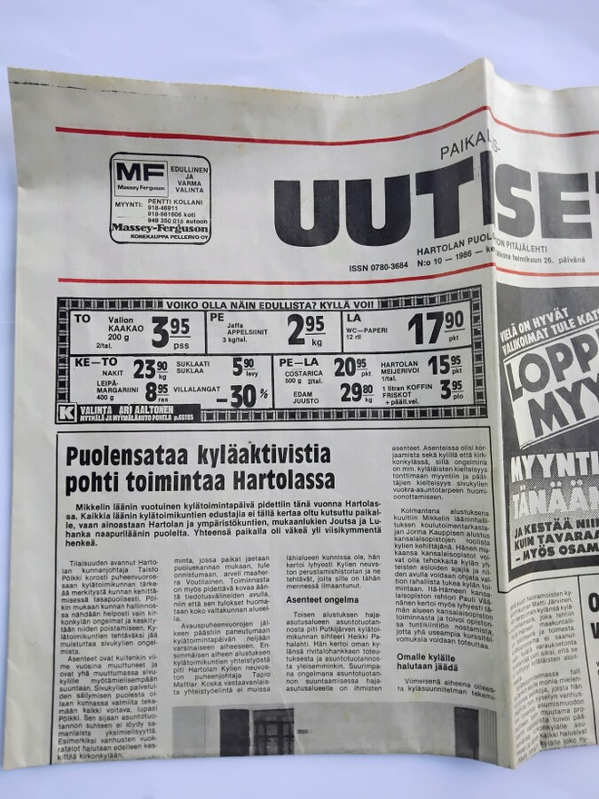 Paikallisuutiset Hartola 26.2.1986