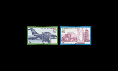 DDR 1703-4 ** Postimerkin päivä, lentokone (1971)