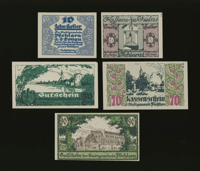 Itävalta 10, 30, 50, 70, 90 Heller, Pöchlarn 1920