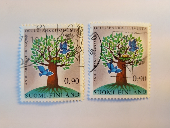 Postimerkki Osuuspankkitoiminta 1902 - 1977 0,90