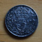 1917 Great Britain 3 Pence Threepence Silver Coin - pikkukuva 1