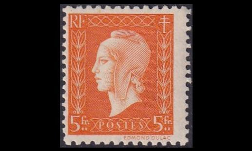 Ranska 724 ** Marianne Dulac 5 Fr (1945)