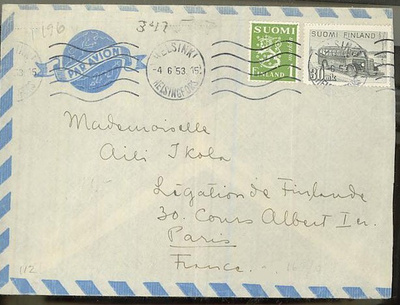 M30 1947  lentokirje Ranskaan