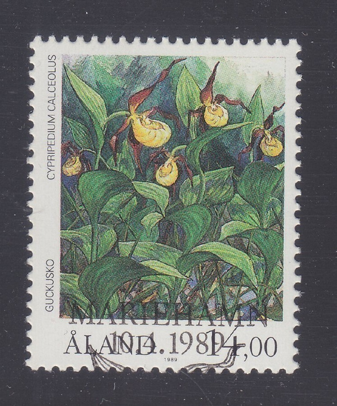 Åland 1989 14 mk kukka leimattuna.