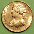 Espanja 100 Reales 1864 kultaraha, Isabella II - pikkukuva 3