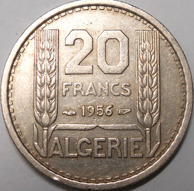 Algeria. 20 francs 1956.