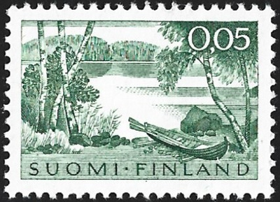 1963 Yleismerkki Järvimaisema 0,05 paperi xHa 3  LaPe 578