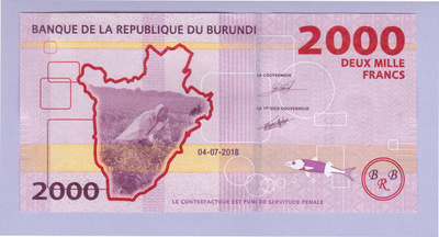 Burundi 2000 Francs v.2018 UNC P-52b