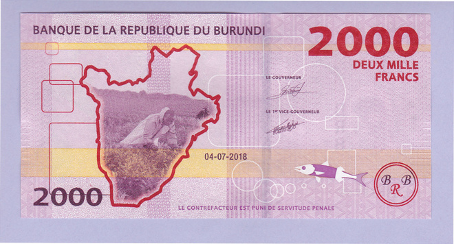 Burundi 2000 Francs v.2018 UNC P-52b