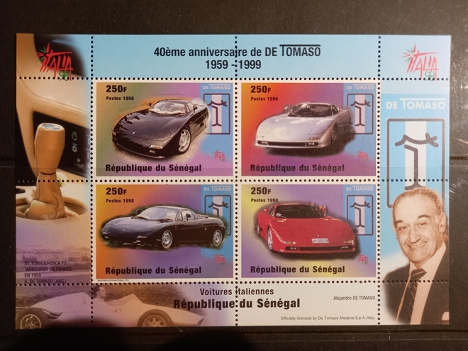 AUTOT De Tomaso urheiluautot blokki SENEGAL 1998 **