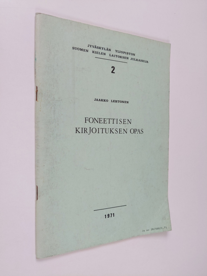 Jaakko Lehtonen : Foneettisen kirjoituksen opas