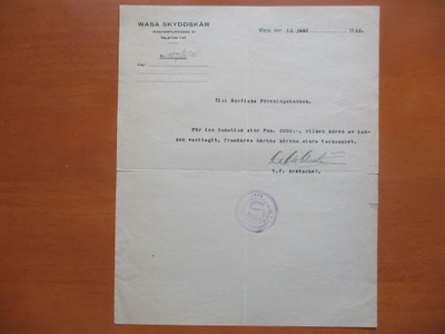 1933 Vaasa suojeluskuntadokumentti