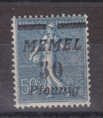Saksa reich Memel 1922 Mi 61 postituoreena.
