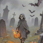 Halloween luuranko hautausmaalla - pikkukuva 1