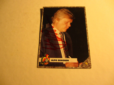 leaf jääkiekkokortti , jokerit -93 alpo suhonen nimmari