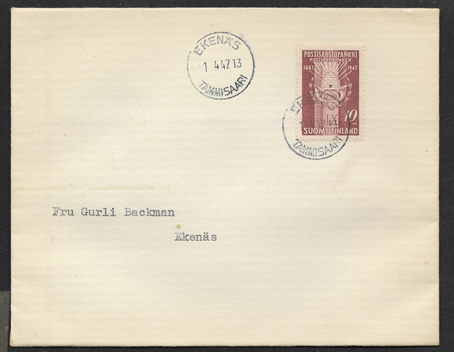 Postisäästöpankki 60v 1947 FDC (LAPE 329)