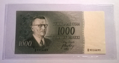 1000 mk 1955, kunto 9