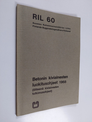 Betonin kiviainesten luokitusohjeet 1968 : (Liitteenä kiv...