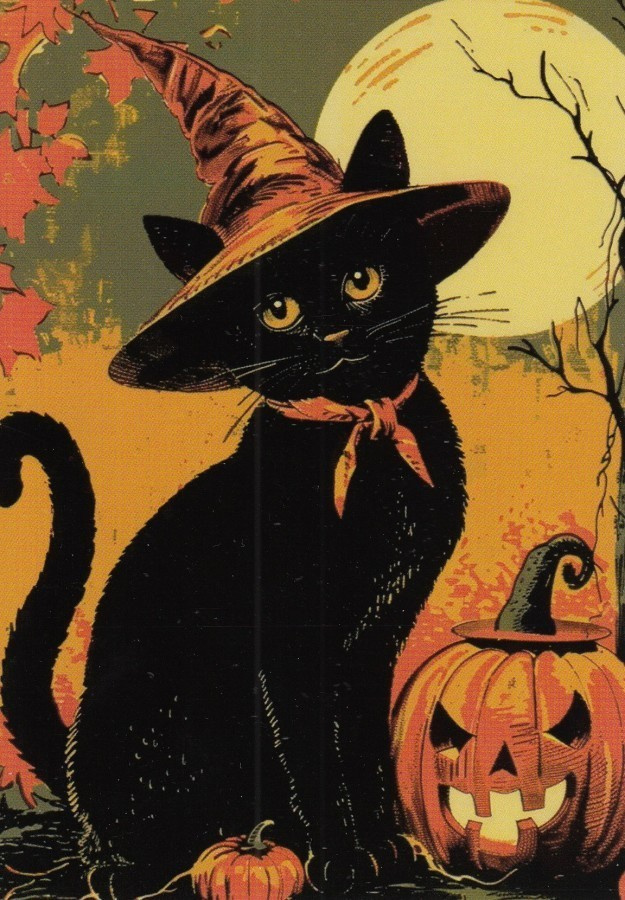 Halloween musta kissa, hieno noitahattu