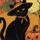 Halloween musta kissa, hieno noitahattu - pikkukuva 1