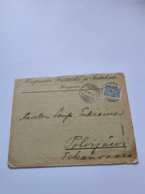 Postilähetyskuori kulk. HAAPAVESI-POLVIJÄRVI 1912