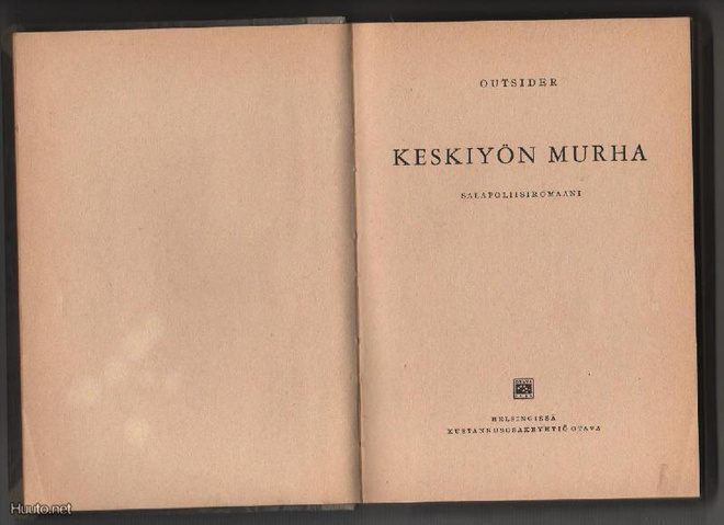 Outsider: Keskiyön murha, Otava 1941, 1.p., K3 +, uud.sid.