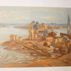 Erik Juselius: Saltvik, kalastajat työssä, taidepk, p. 1947 - pikkukuva 1