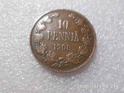 10 penniä 1908 siistikuntoinen kl 6-7