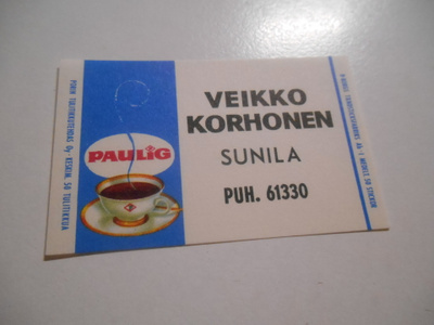 TT Etiketti Paulig Veikko Korhonen Sunila