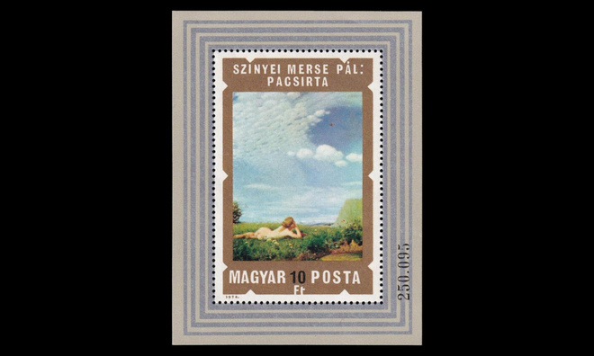 Unkari 2976BL108 ** Maalauksia blokki (1974)