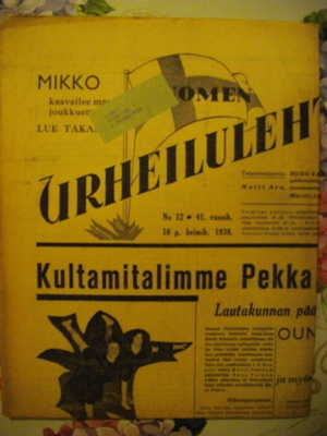 Suomen Urheilulehti Nro 12/1938 (26.10)