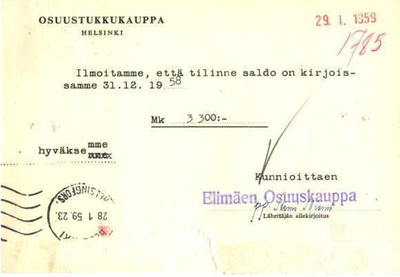 FIRMAKORTTI ELIMÄKI OSUUSKAUPPA