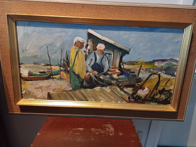 Öljyväri maalaus kalastajat