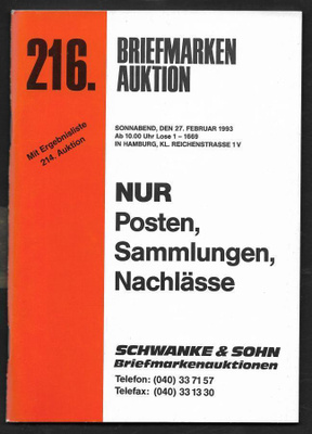 Huutokauppaluettelo - Schwanke & Sohn 27.2.1993