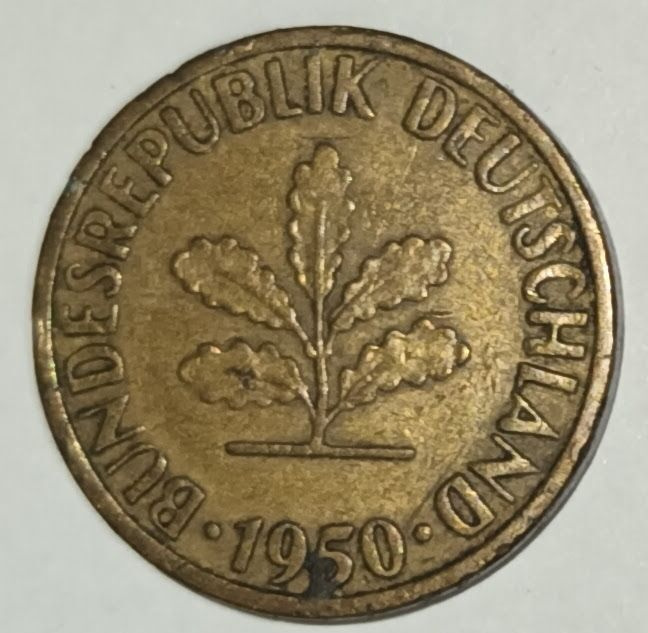 Saksa 5 pfennig f 1950, 2 kuvaa