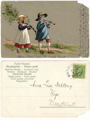Vanha kortti, lapset, vuodelta 1905