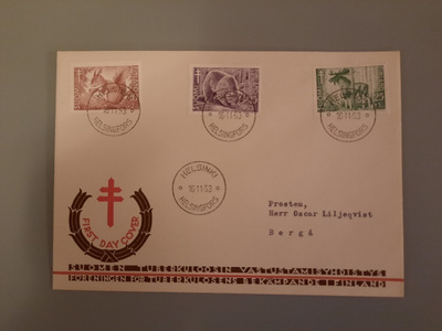 FDC Suomi 1953 Tub eläimet  10mk loisto?
