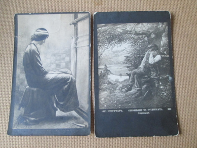 neljä vintage taidekorttia - 1900-luku alku